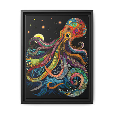 Midnight Depths Octopus Canvas Wall Art with Frame